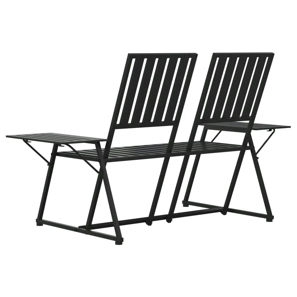 2-Seater Garden Bench 165 cm Black Steel 318819