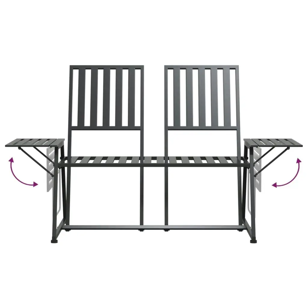 2-Seater Garden Bench 165 cm Black Steel 318819