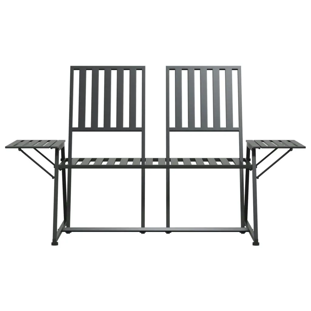 2-Seater Garden Bench 165 cm Black Steel 318819