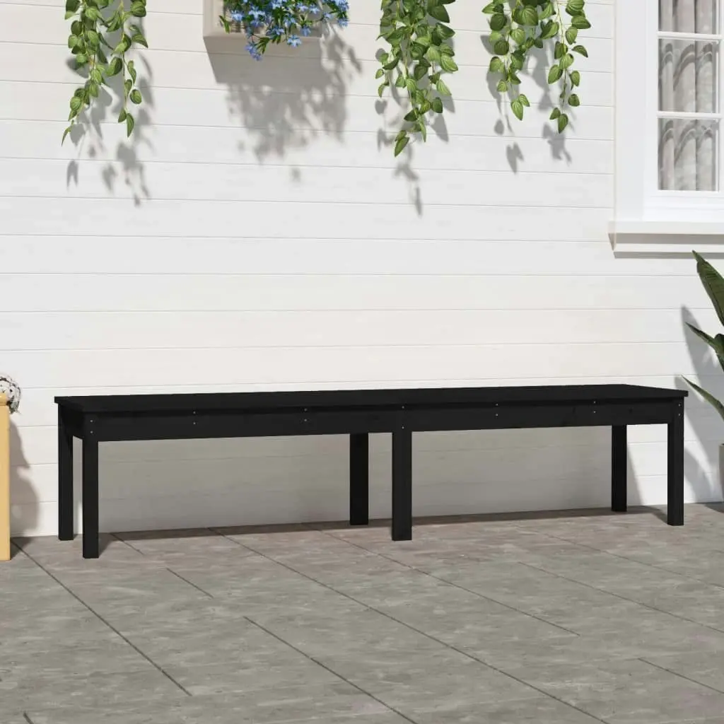 2-Seater Garden Bench Black 203.5x44x45 cm Solid Wood Pine 824022