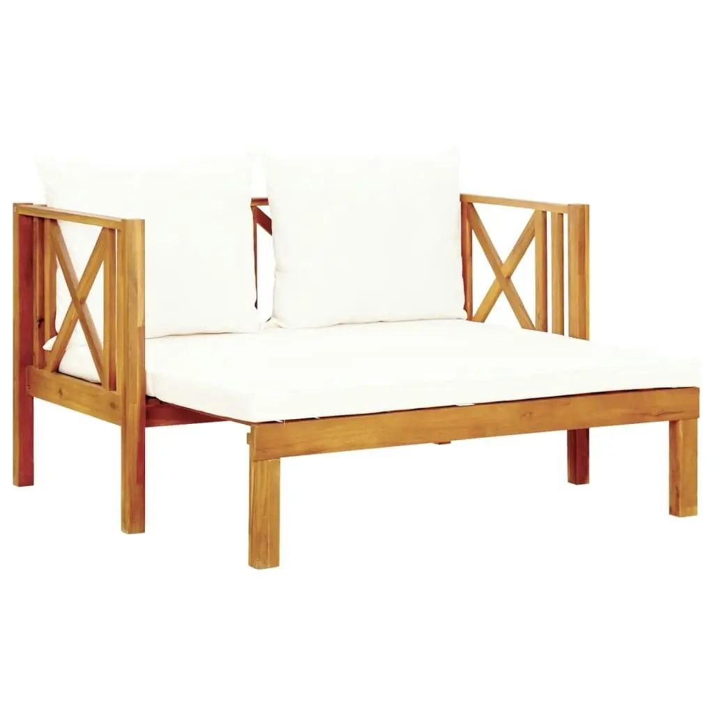 2-Seater Garden Bench with Cushions 122 cm Solid Acacia Wood 310307