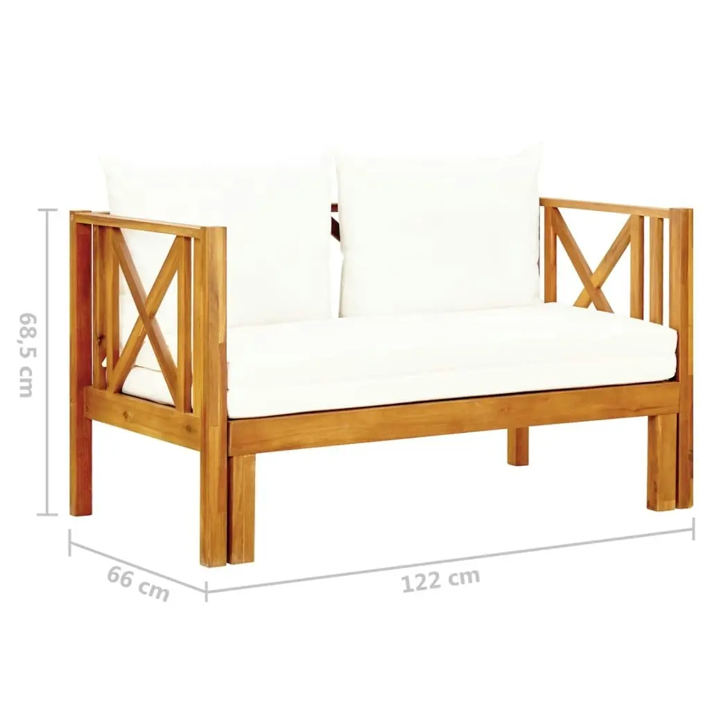 2-Seater Garden Bench with Cushions 122 cm Solid Acacia Wood 310307