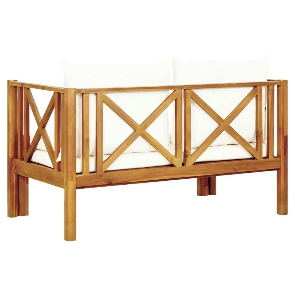 2-Seater Garden Bench with Cushions 122 cm Solid Acacia Wood 310307