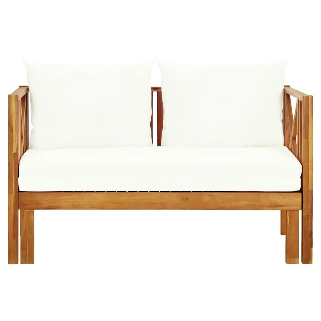 2-Seater Garden Bench with Cushions 122 cm Solid Acacia Wood 310307