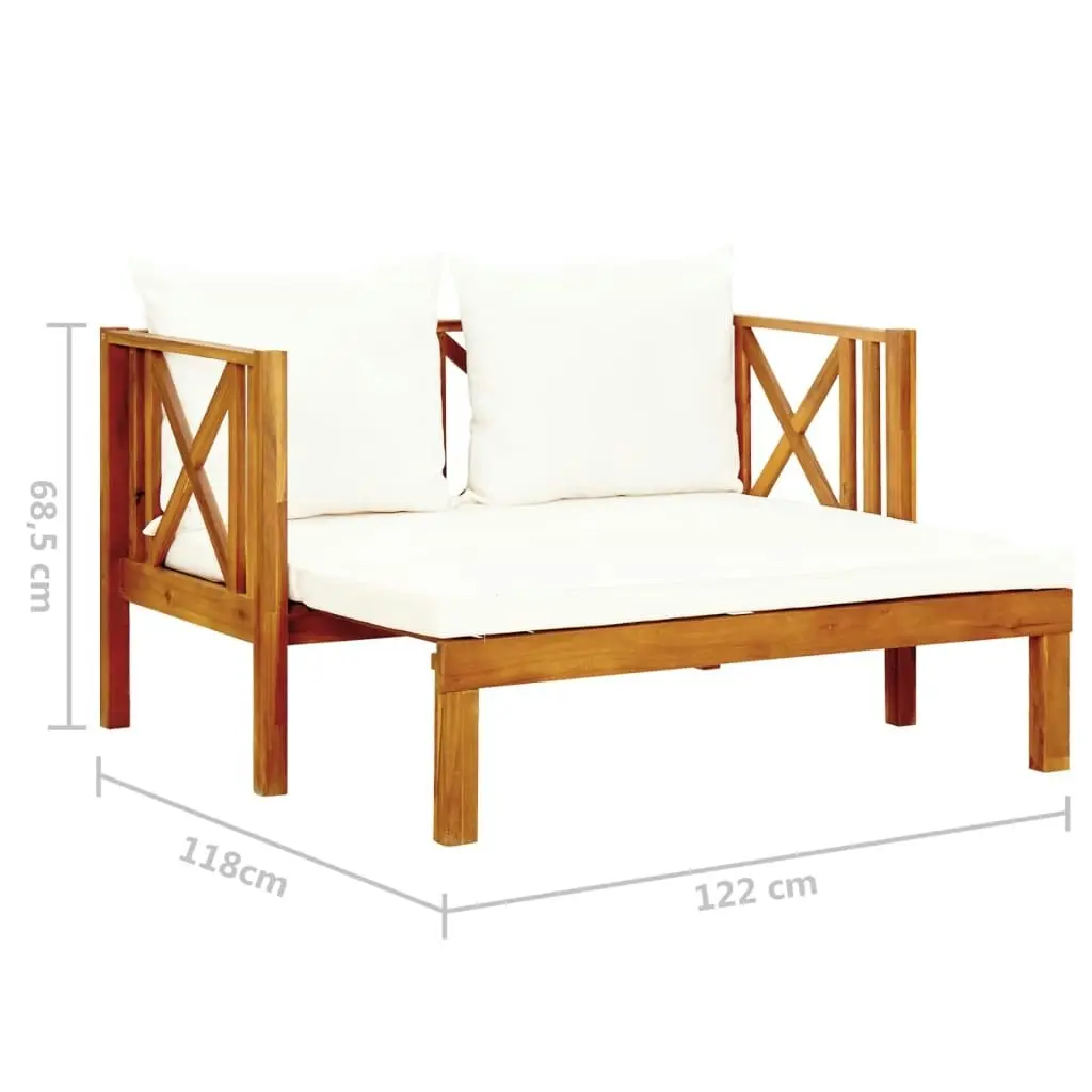 2-Seater Garden Bench with Cushions 122 cm Solid Acacia Wood 310307