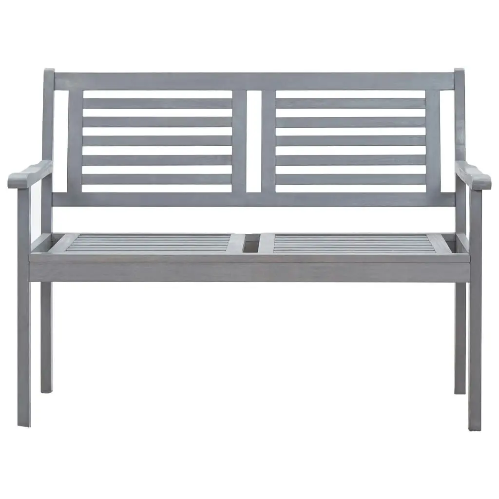 2-Seater Garden Bench with Cushion 120 cm Grey Eucalyptus Wood 3061030