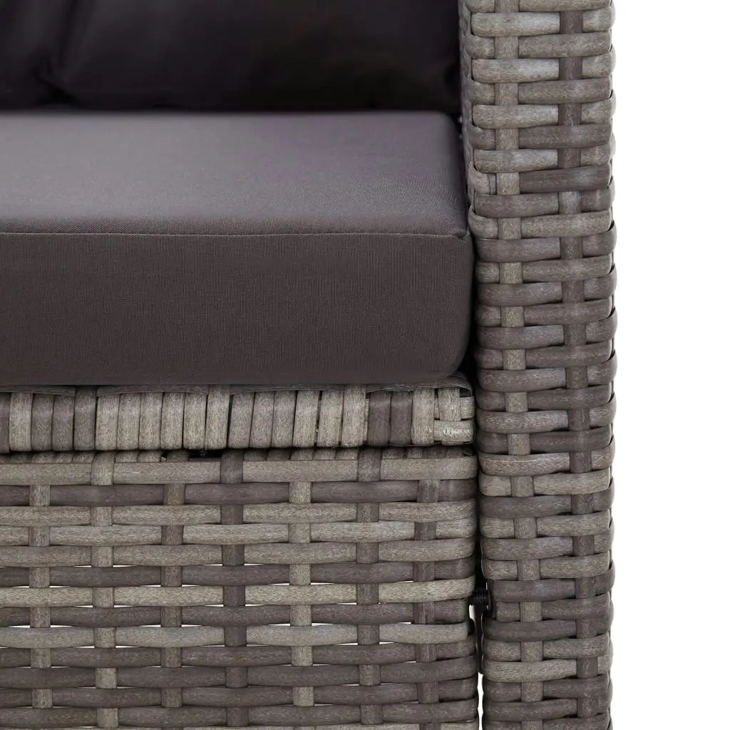 2-Seater Garden Sofa with Cushions Grey 124 cm Poly Rattan 46154