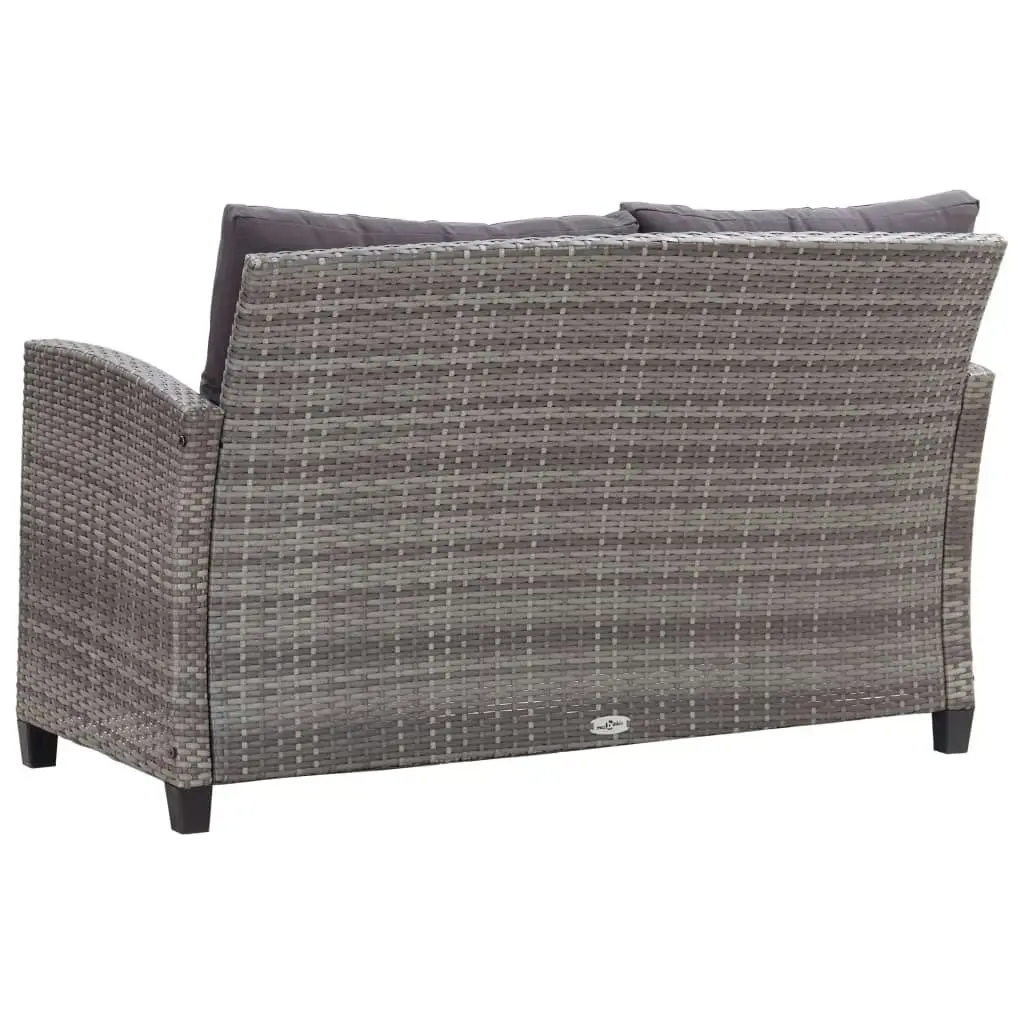 2-Seater Garden Sofa with Cushions Grey 124 cm Poly Rattan 46154