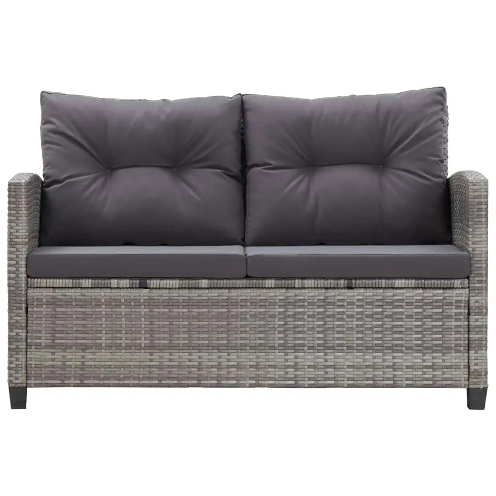 2-Seater Garden Sofa with Cushions Grey 124 cm Poly Rattan 46154