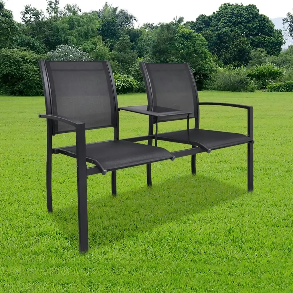 2 Seater Garden Bench 131 cm Steel and Textilene Black 40838