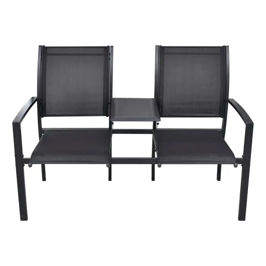 2 Seater Garden Bench 131 cm Steel and Textilene Black 40838