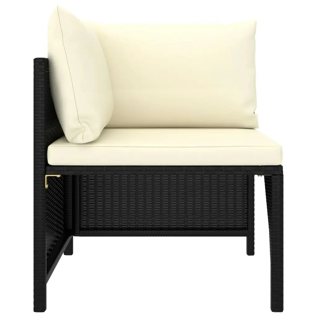 2-Seater Garden Sofa with Cushions Black Poly Rattan 313512