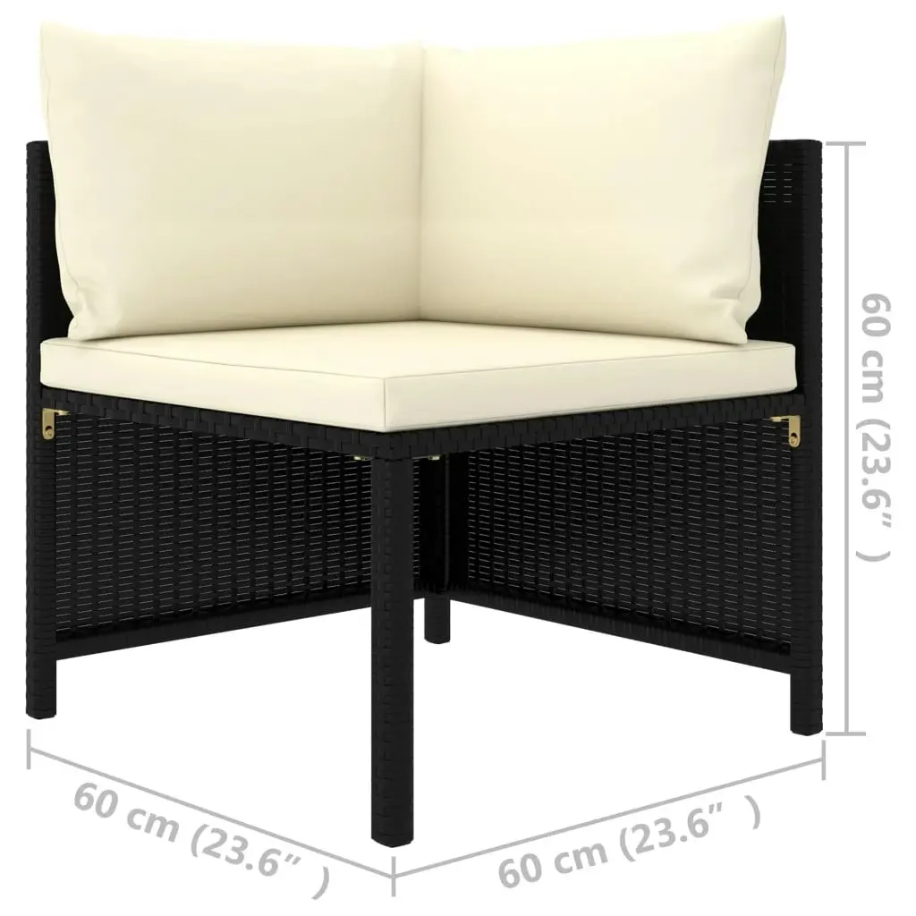 2-Seater Garden Sofa with Cushions Black Poly Rattan 313512