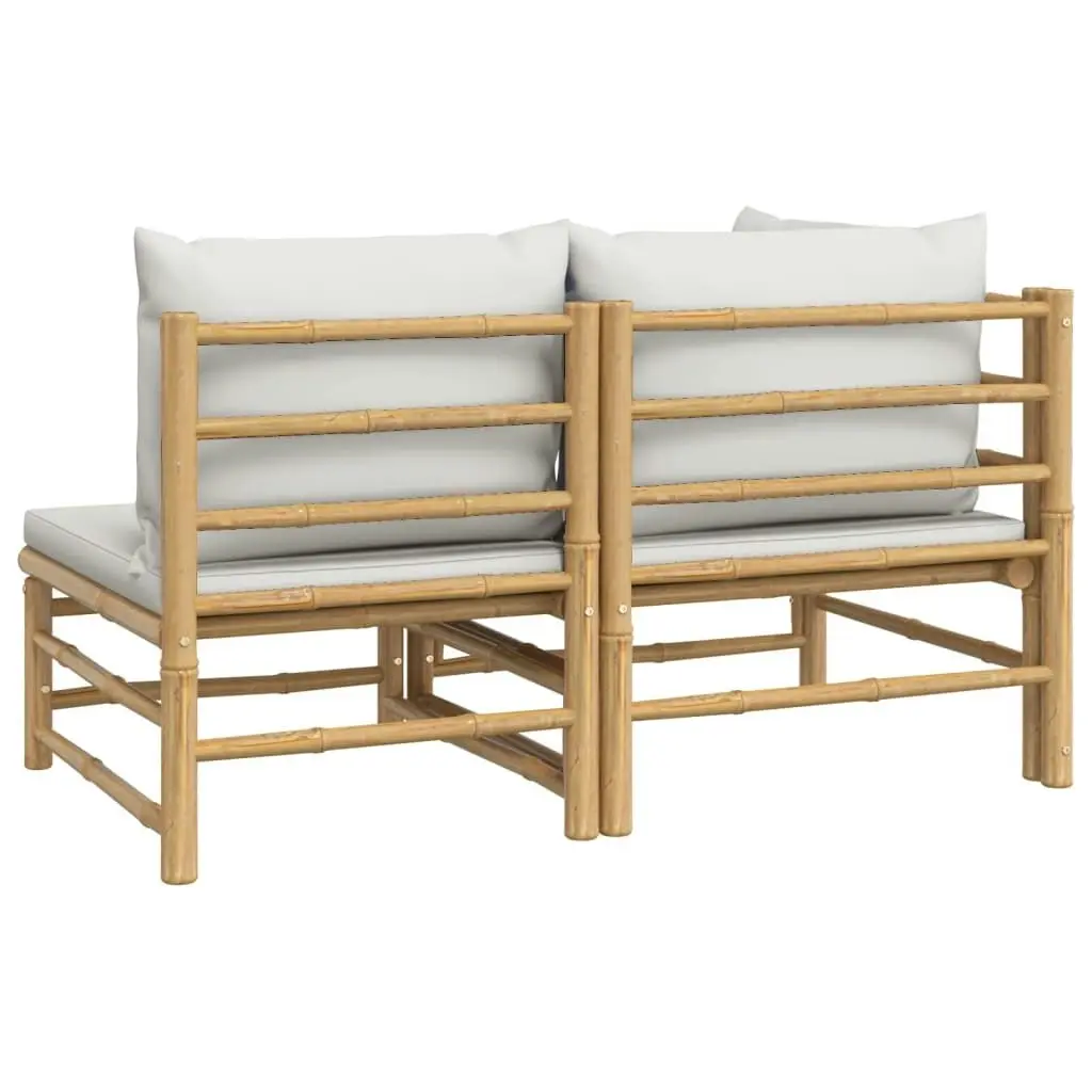 2 Piece Garden Lounge Set with Light Grey Cushions Bamboo 362276