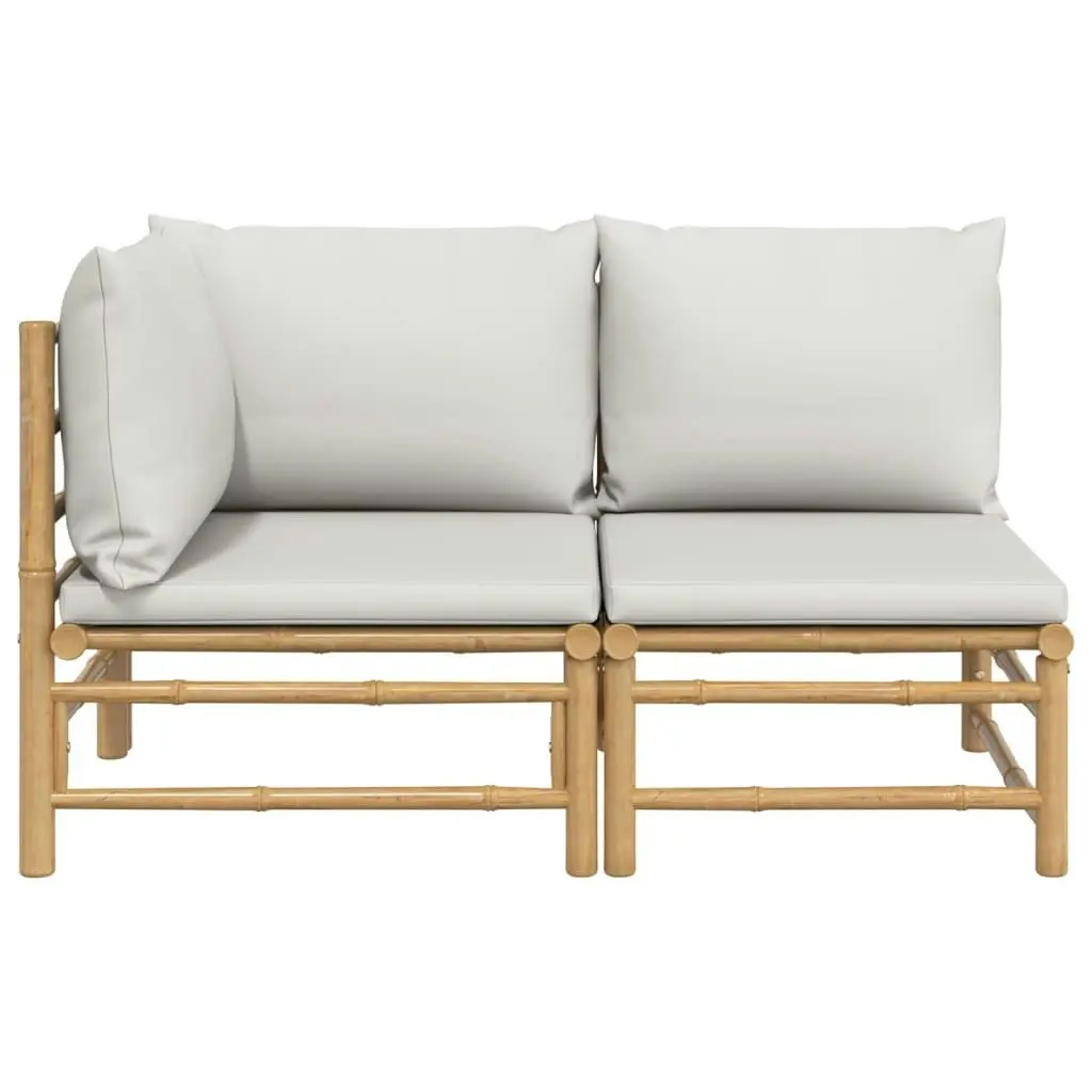 2 Piece Garden Lounge Set with Light Grey Cushions Bamboo 362276