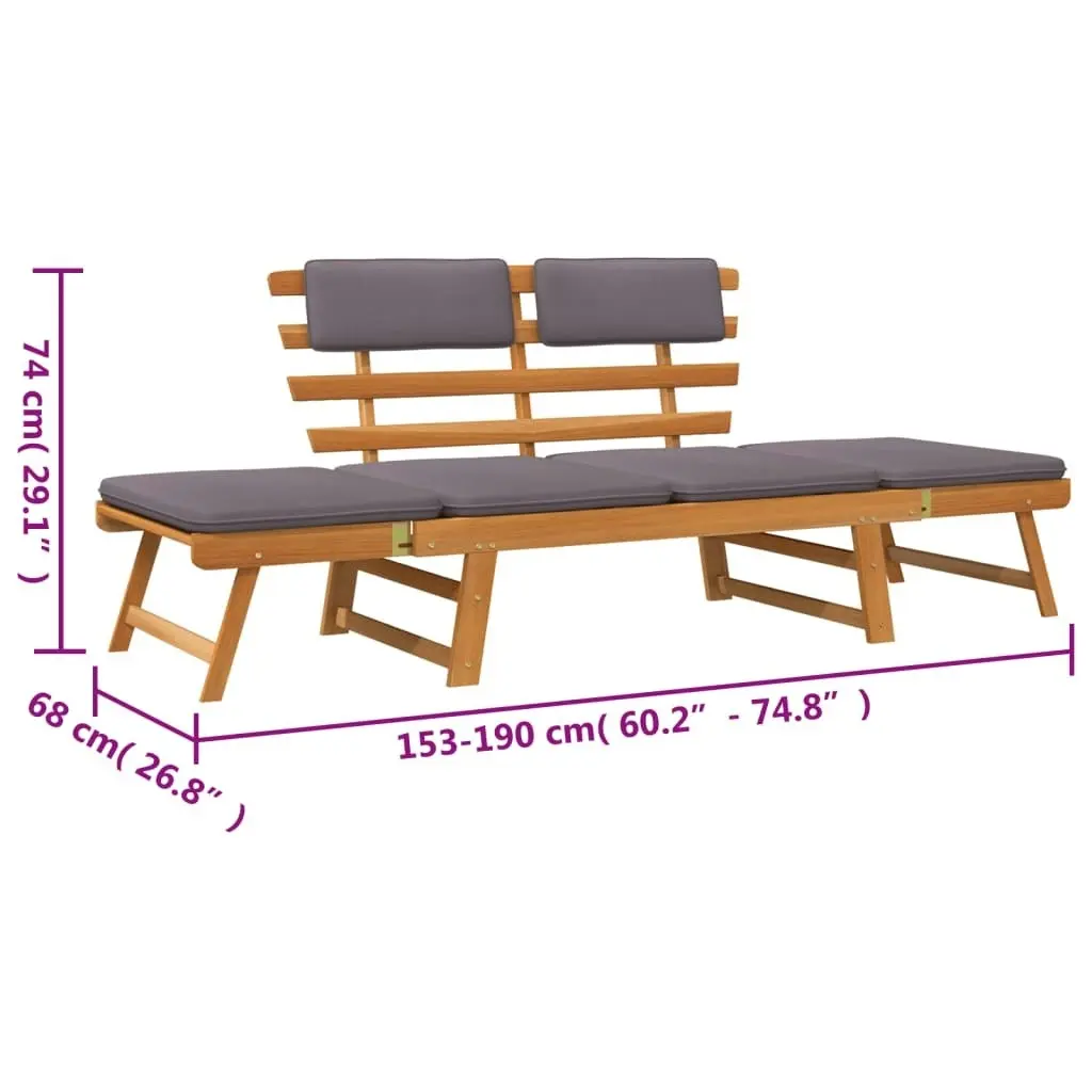 2-in-1 Garden Daybed with Cushion 190 cm Solid Acacia Wood 45960