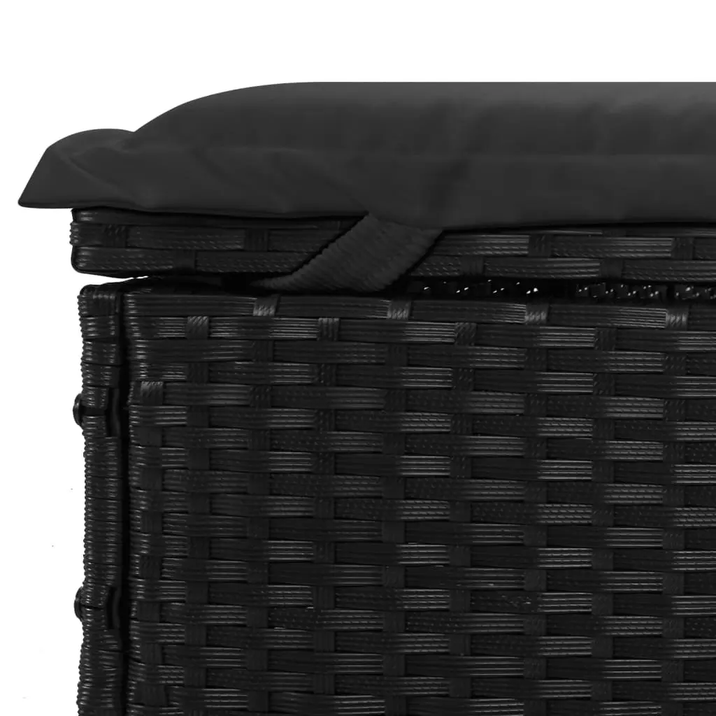 2-Person Sunbed with Cushions Black Poly Rattan 319647