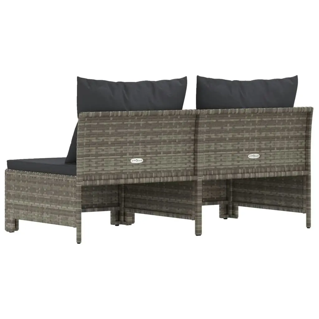 2-Seater Garden Sofa with Cushions Grey Poly Rattan 362691