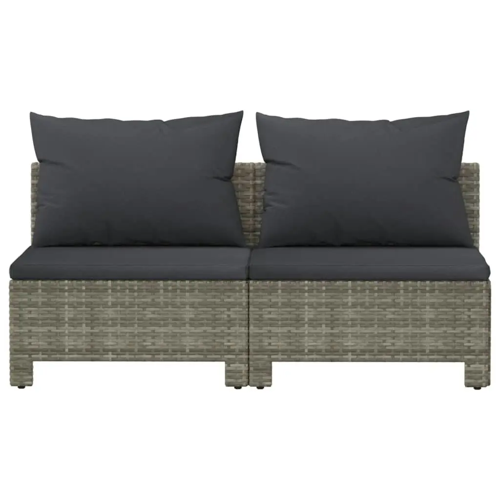 2-Seater Garden Sofa with Cushions Grey Poly Rattan 362691