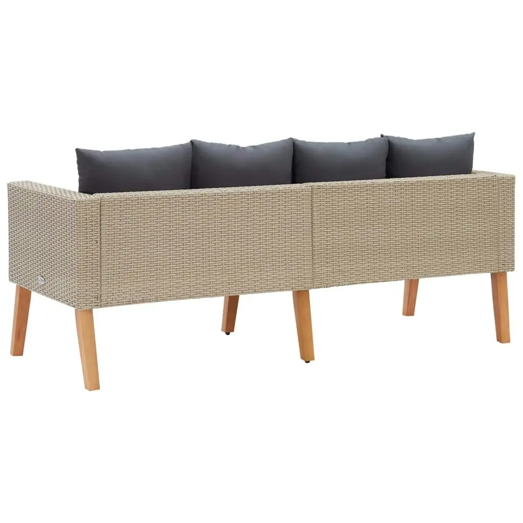 2-Seater Garden Sofa with Cushions Poly Rattan Beige 310215