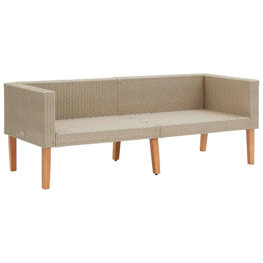 2-Seater Garden Sofa with Cushions Poly Rattan Beige 310215