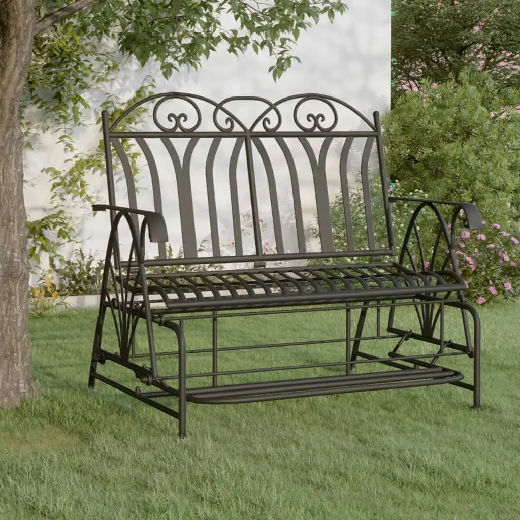 2-Seater Glider Bench 114 cm Black Steel 318833