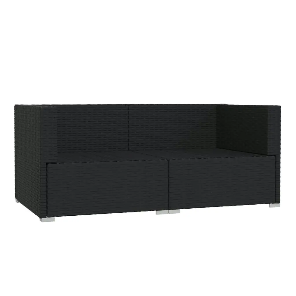 2-Seater Sofa with Cushions Black Poly Rattan 317520