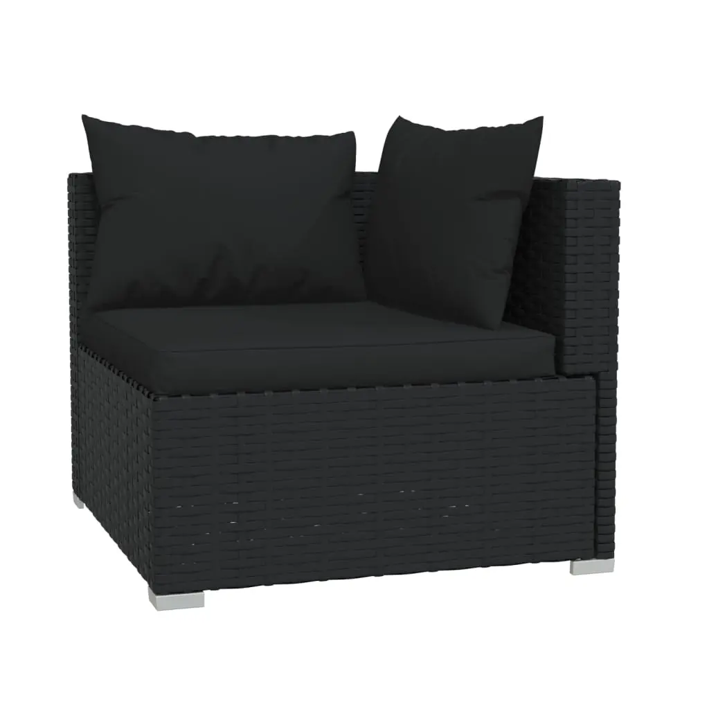 2-Seater Sofa with Cushions Black Poly Rattan 317520