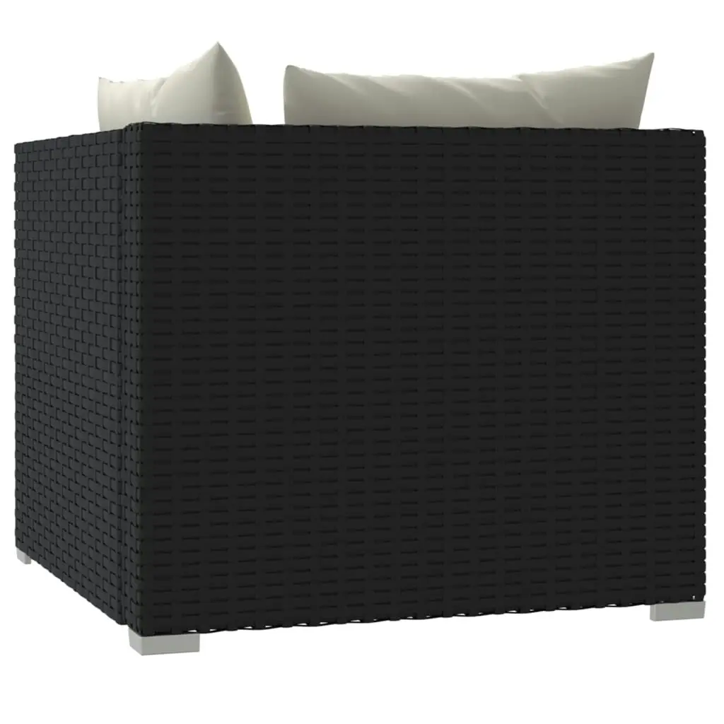 2-Seater Sofa with Cushions Black Poly Rattan 317487