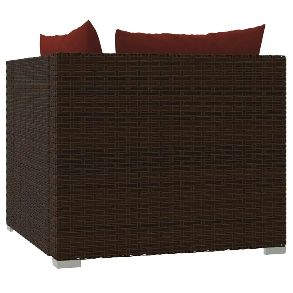 2-Seater Sofa with Cushions Brown Poly Rattan 317542