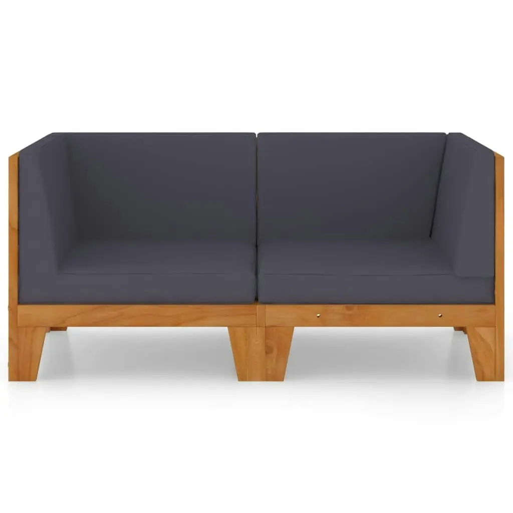 2-Seater Sofa with Dark Grey Cushions Solid Acacia Wood 3058113