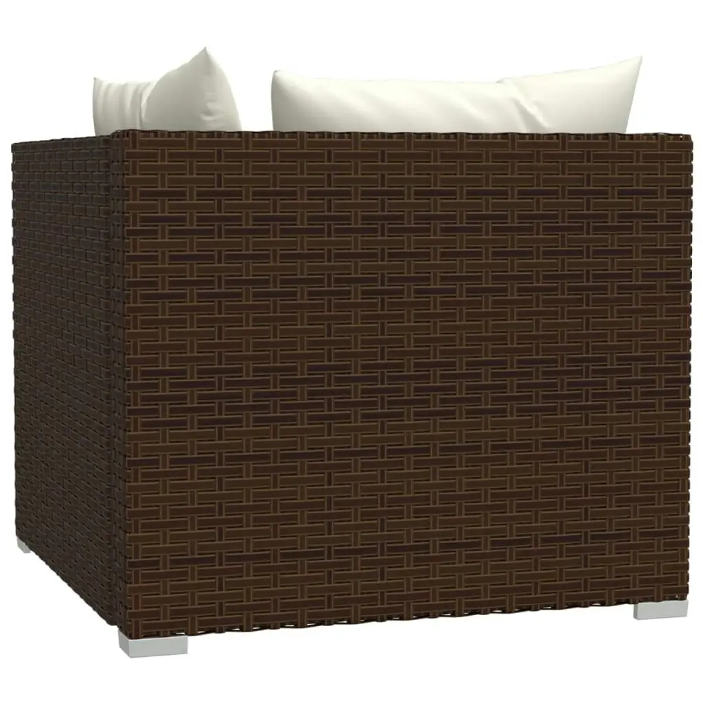 2-Seater Sofa with Cushions Brown Poly Rattan 317498