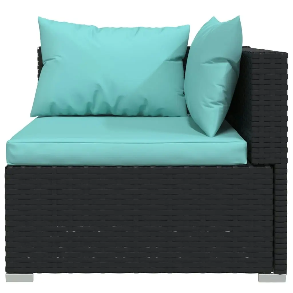 2-Seater Sofa with Cushions Black Poly Rattan 317531