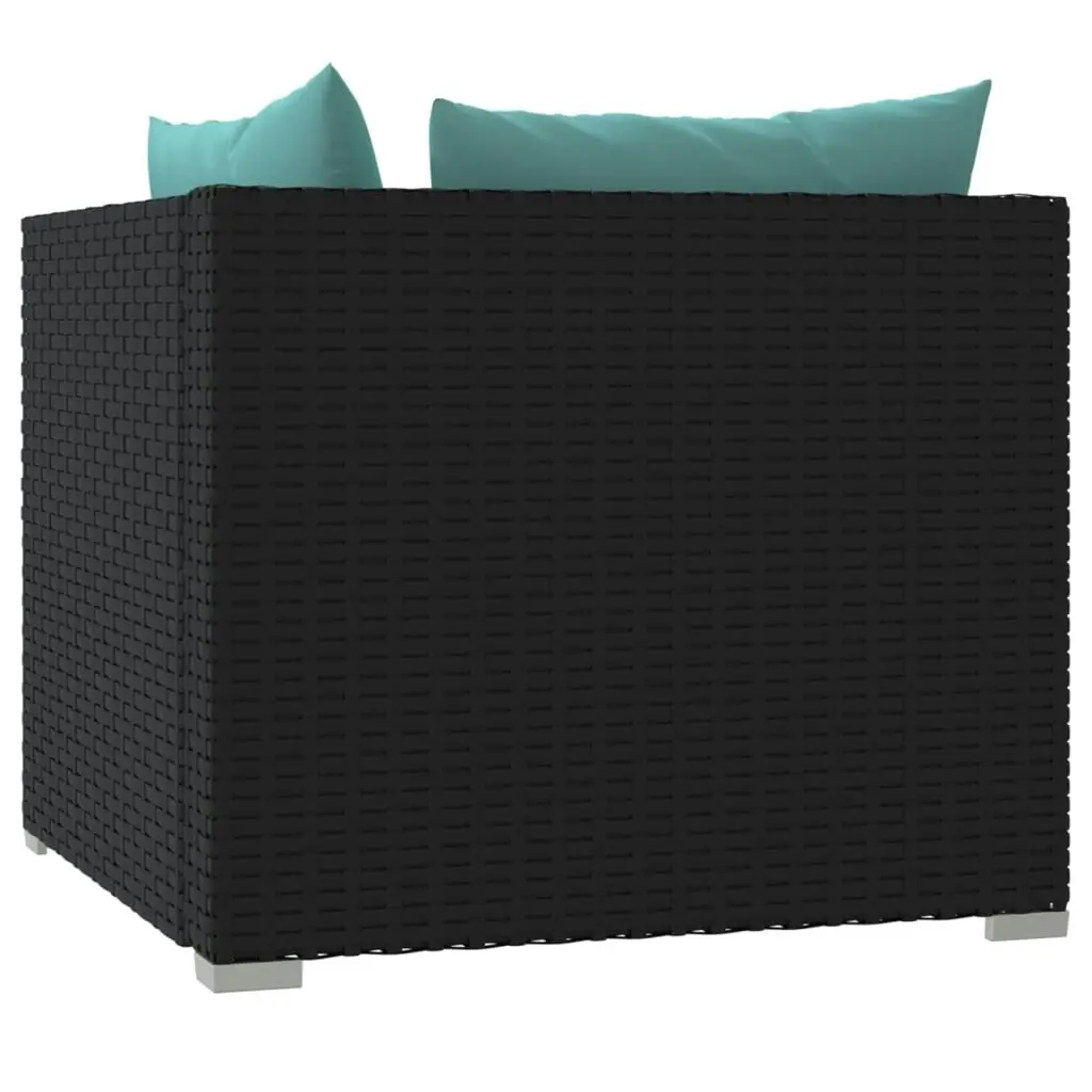 2-Seater Sofa with Cushions Black Poly Rattan 317531