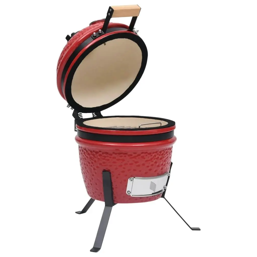 2-in-1 Kamado Barbecue Grill Smoker Ceramic 56 cm Red 316095