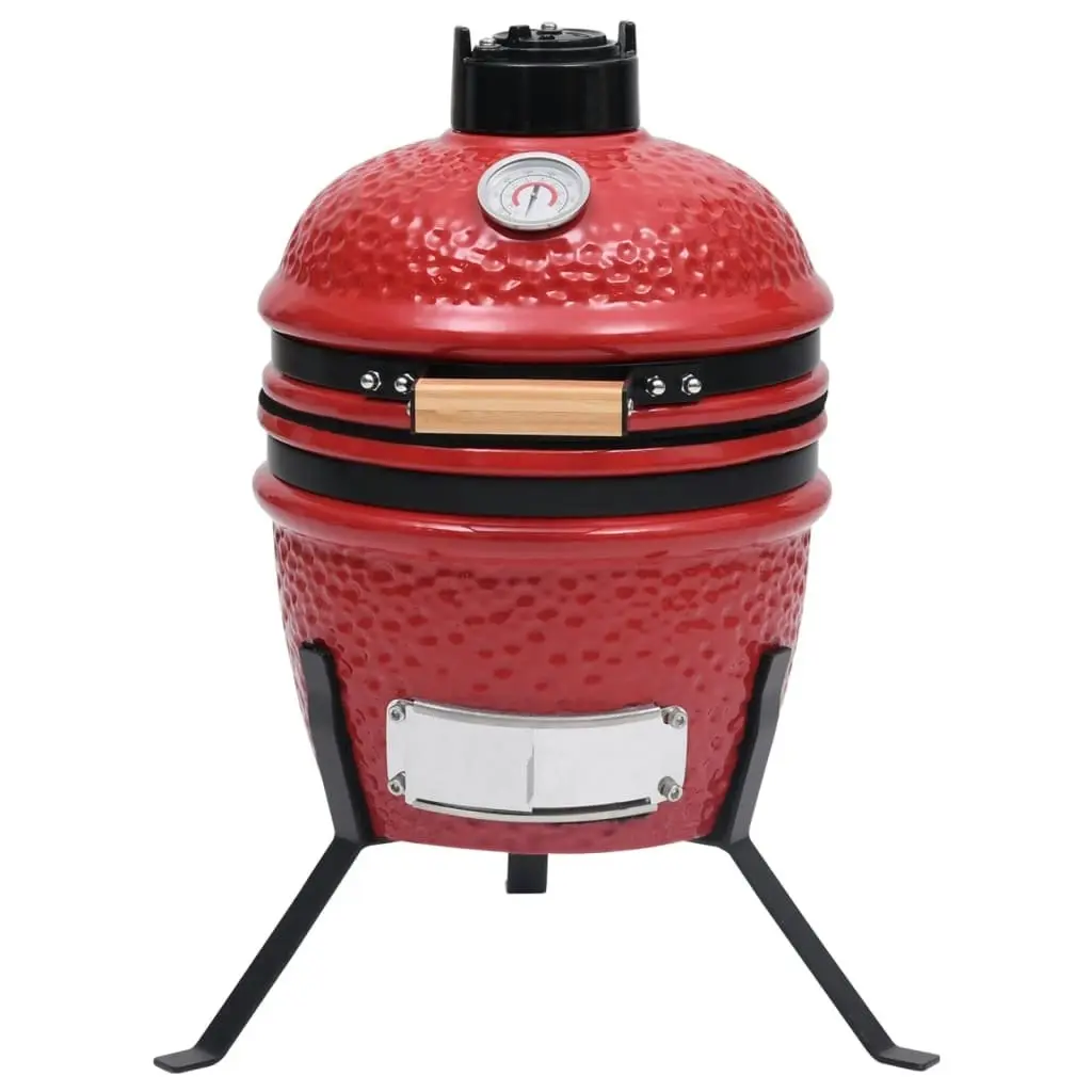 2-in-1 Kamado Barbecue Grill Smoker Ceramic 56 cm Red 316095