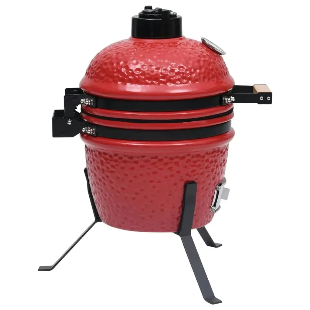 2-in-1 Kamado Barbecue Grill Smoker Ceramic 56 cm Red 316095