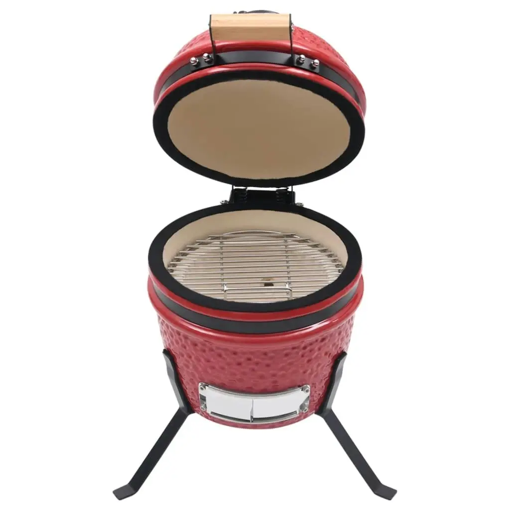 2-in-1 Kamado Barbecue Grill Smoker Ceramic 56 cm Red 316095