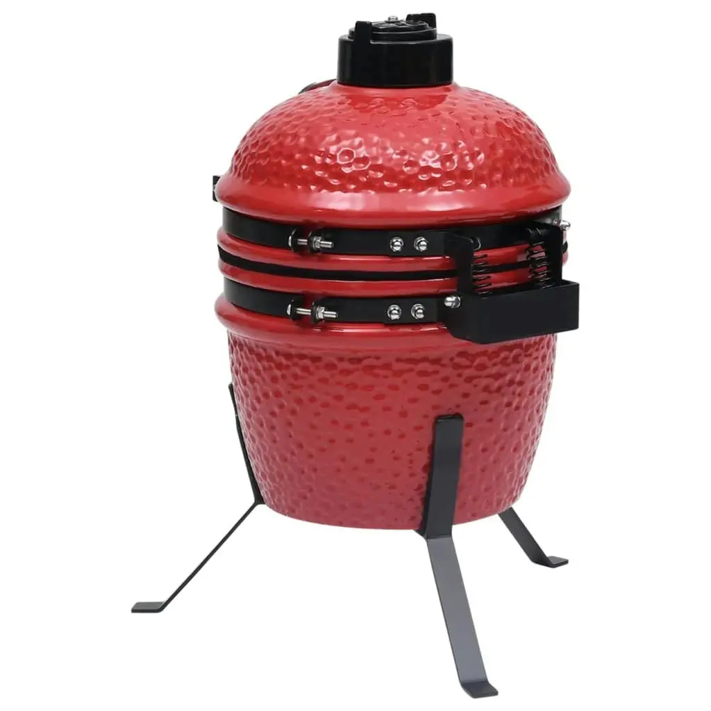 2-in-1 Kamado Barbecue Grill Smoker Ceramic 56 cm Red 316095