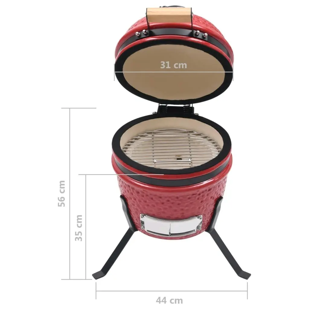 2-in-1 Kamado Barbecue Grill Smoker Ceramic 56 cm Red 316095