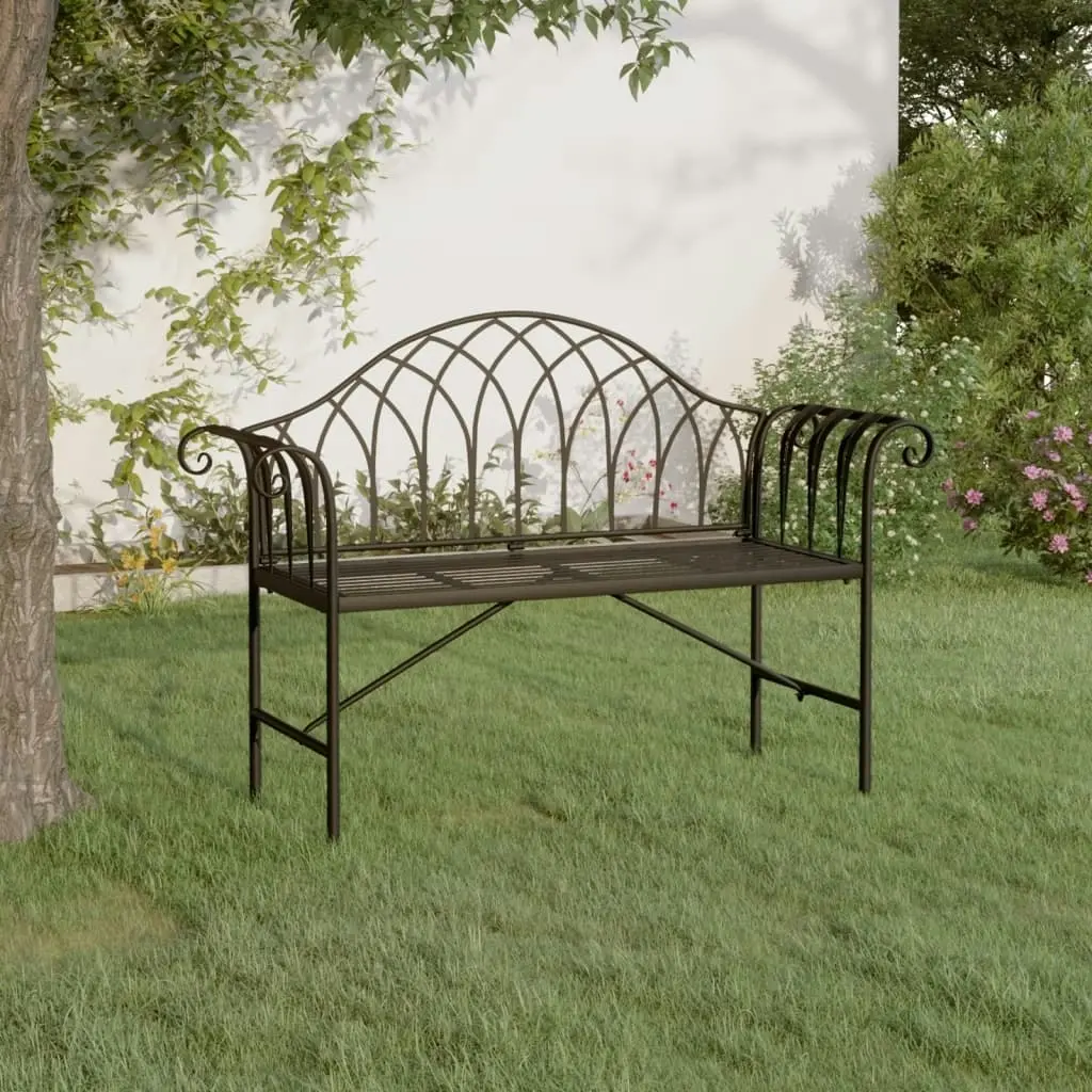 2-Seater Garden Bench 128 cm Black Steel 318828