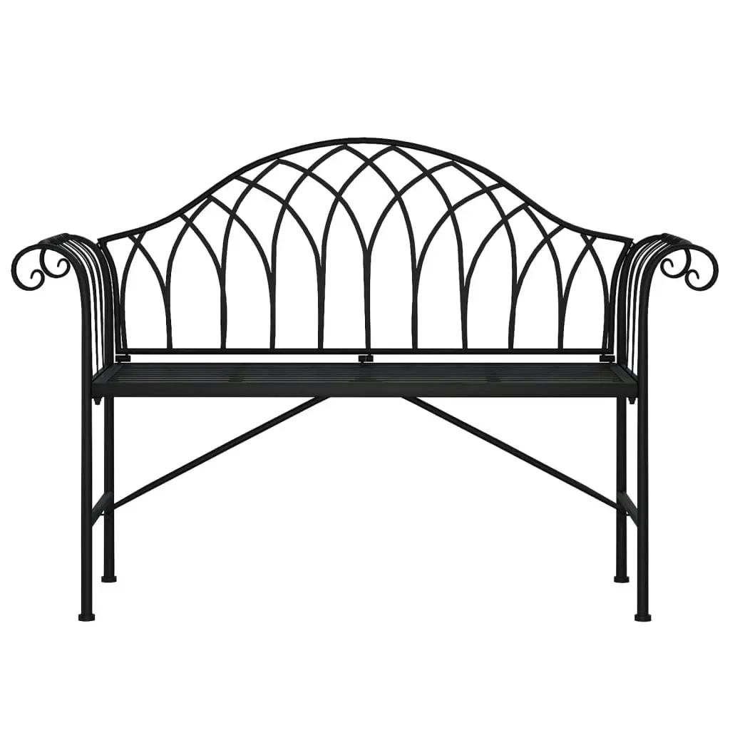 2-Seater Garden Bench 128 cm Black Steel 318828