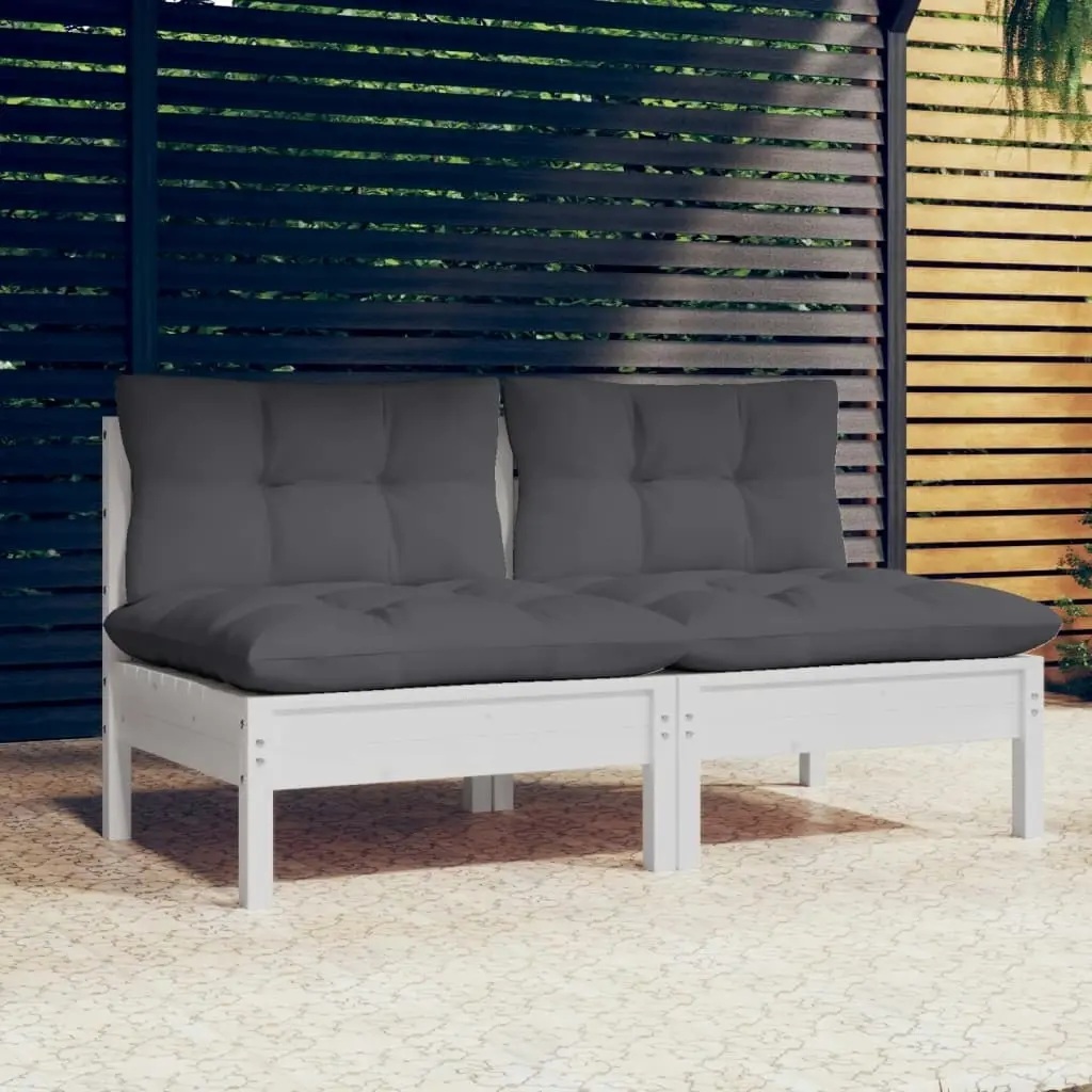 2-Seater Garden Sofa with Anthracite Cushions Solid Wood Pine 3095993