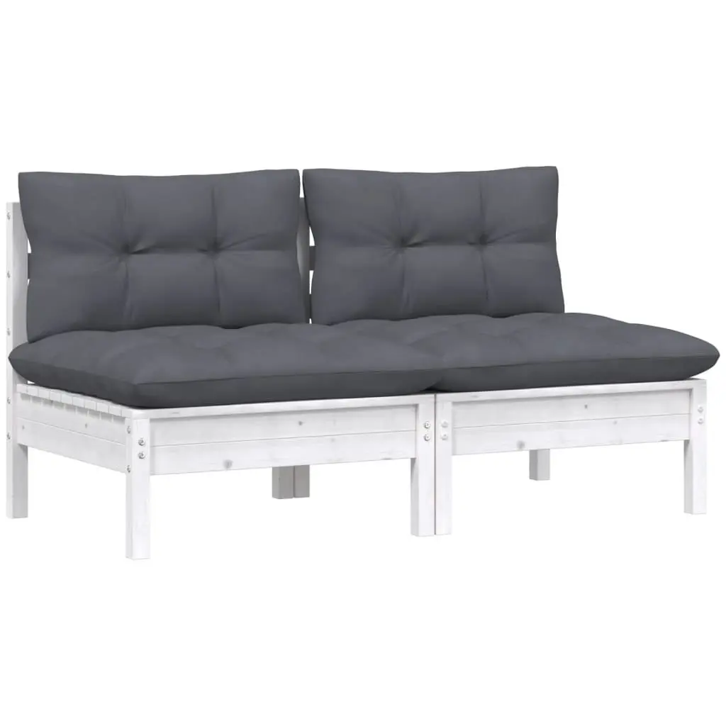 2-Seater Garden Sofa with Anthracite Cushions Solid Wood Pine 3095993