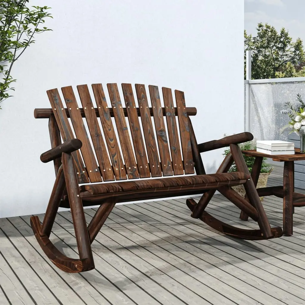 2-Seater Garden Rocking Bench 123x96x102 cm Solid Wood Spruce 363350