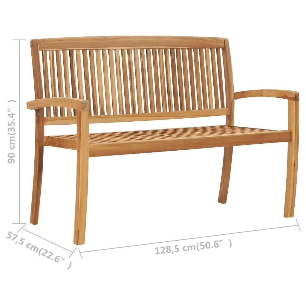 2-Seater Stacking Garden Bench 128.5 cm Solid Teak Wood 49388