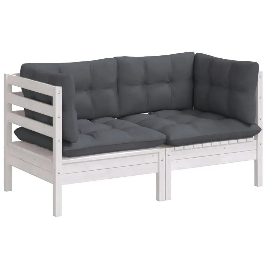 2-Seater Garden Sofa with Anthracite Cushions Solid Wood Pine 3096011