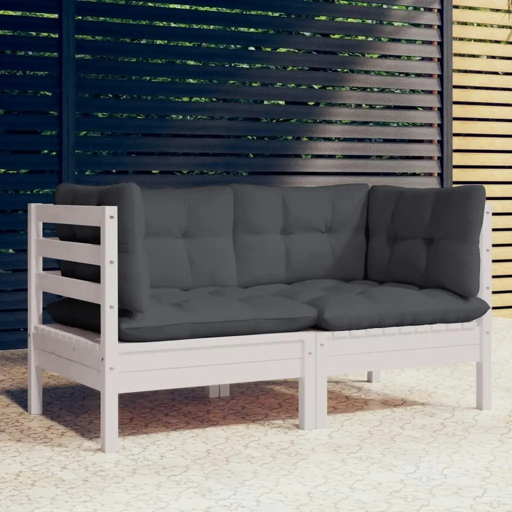 2-Seater Garden Sofa with Anthracite Cushions Solid Wood Pine 3096011