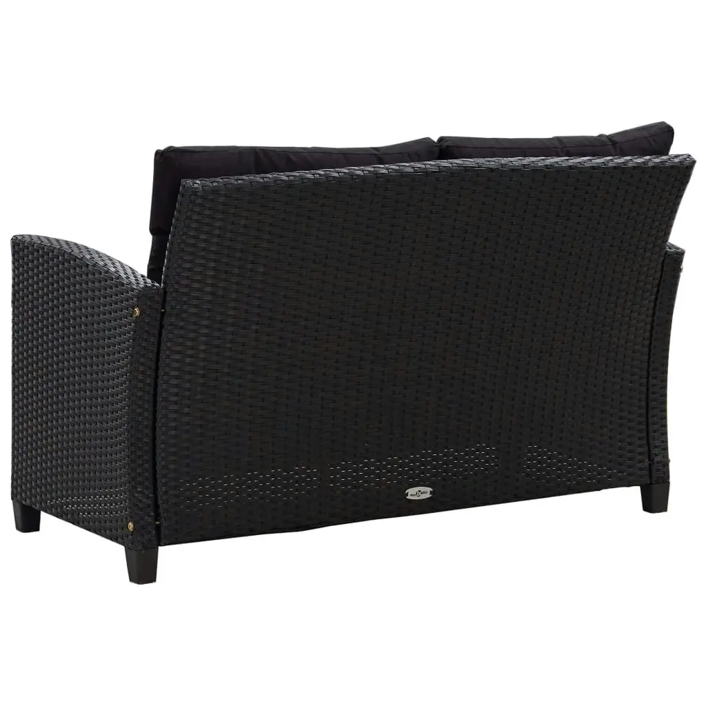 2-Seater Garden Sofa with Cushions Black 124 cm Poly Rattan 46155