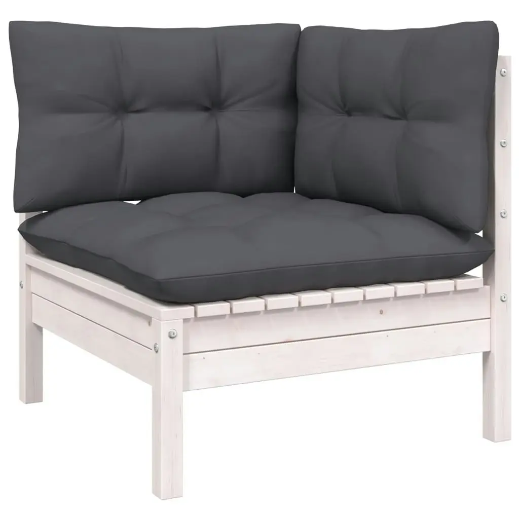 2-Seater Garden Sofa with Cushions White Solid Pinewood 806647